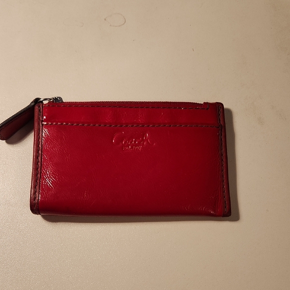 Coach Accessories - Coach Cherry Red Leather Card Holder